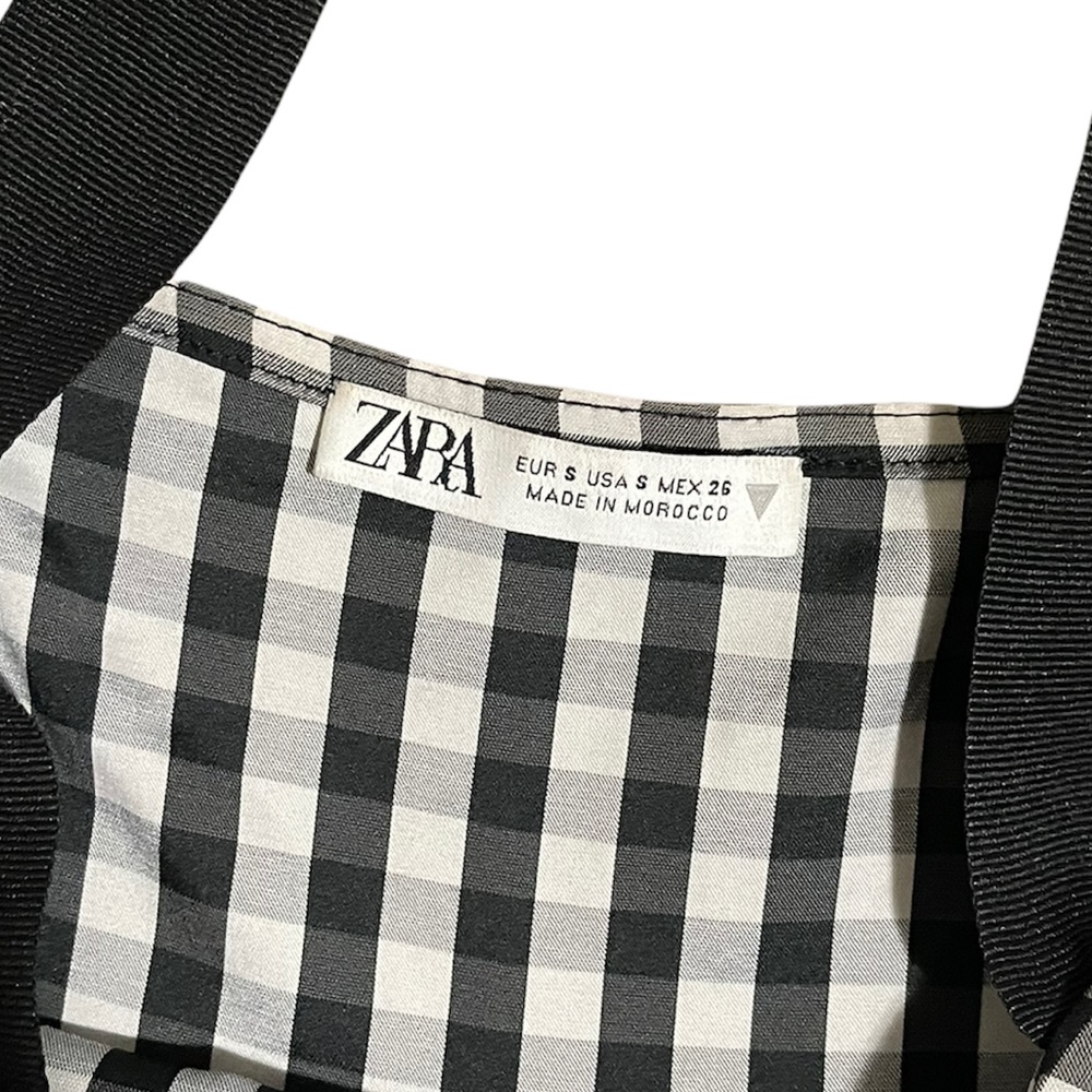 Zara | Black and White Gingham Tiered Mini Dress - Picture 4 of 10